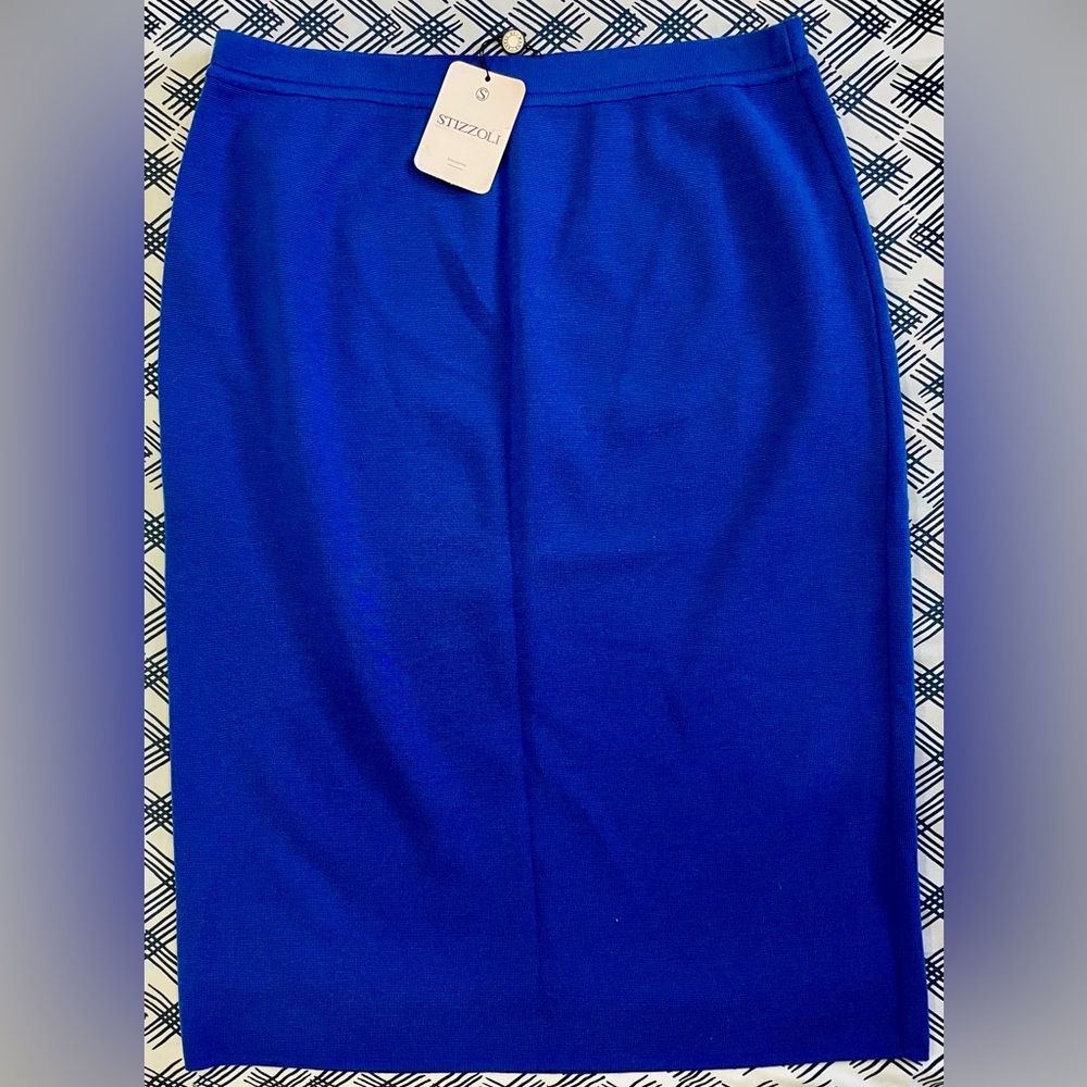 Vintage Stizzoli Blue Skirt 100% WOOL made in Italy - New| Italian designer